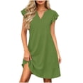 thumbnail image 4 of TEAJOPSUU Women's Casual A-Line Dresses with Pockets Cap Sleeve V Neck Mini Tshirt Dresses Flowy Sundress Green, 4 of 6