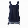 thumbnail image 6 of HCNTES Womens Bathing Suit Two Piece Tankini Swimsuits Tummy Control Flowy Swimwear Plus Size Swimwear Tank Top with Shorts(Navy,XL), 6 of 9