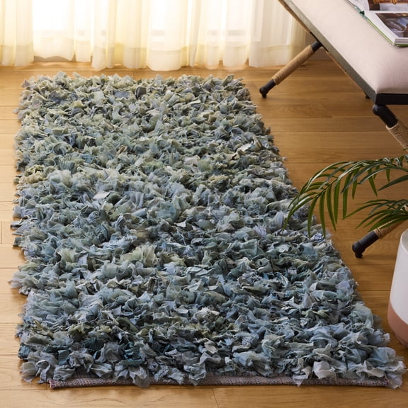 Safavieh Rio Dallas Geometric Polyester Shag Runner Rug, Light Blue, 2'3" x 6'