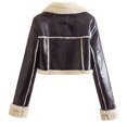 thumbnail image 3 of Edvintorg Women's Leather Jacket Clearance Fashion Lamb Hair Short Coat Outwears New Zipper Motorcycle Style Black Jacket Long Sleeve, 3 of 3