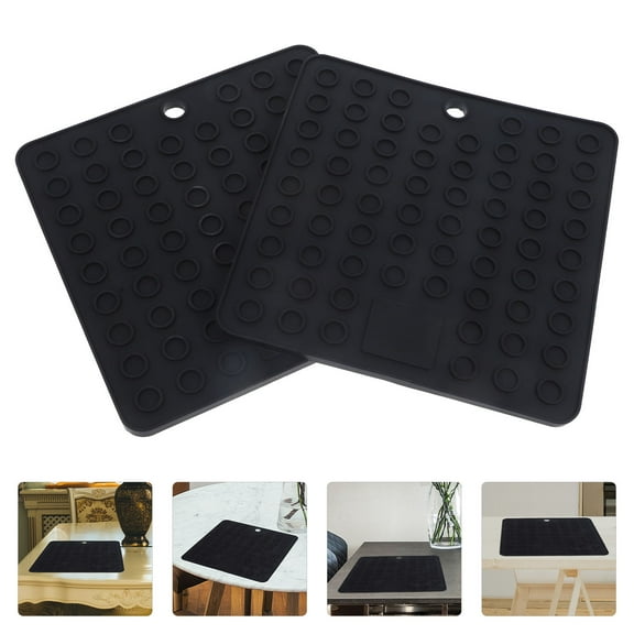 IBASETOY 2Pcs Heat Resistant Black Silicone Trivets Anti Slip Table Placemats Protective Kitchen Accessories