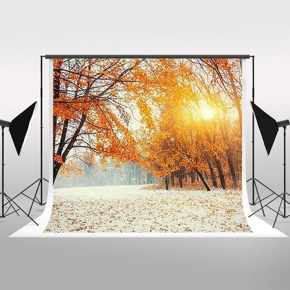 YUSDECOR Photography Backdrops 7x5ft Sunshine Winter Scenic Maple Leaves Tree Background Photo Backdrop for Photographers