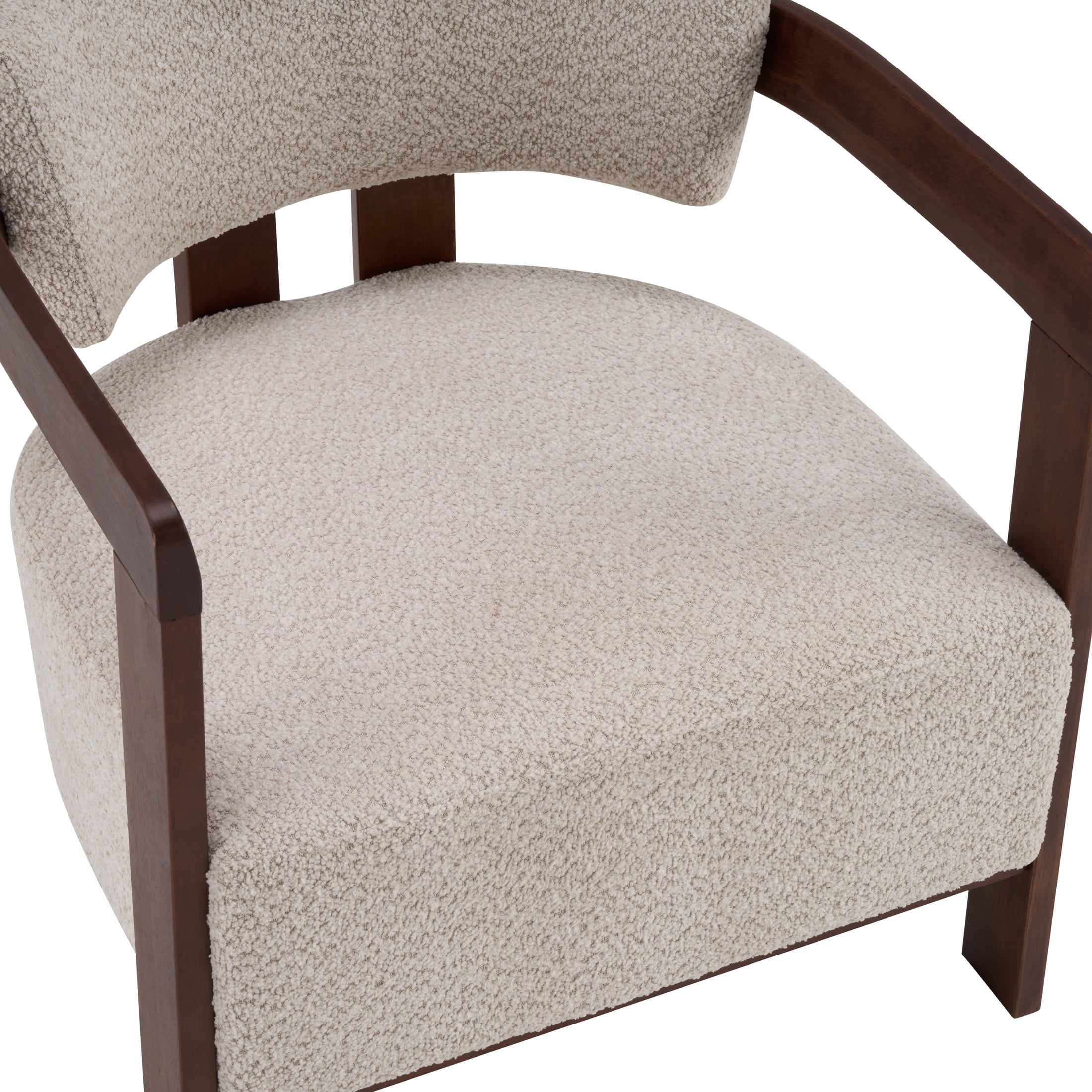 Christopher Knight Home Mid-Century Modern Boucle Upholstered Accent Arm Chair, Wood Frame, Wheat, Set of 2