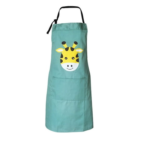 

Nordic Cartoon Animal Bib Cotton Apron Gallus Parent-child Apron Kindergarten Overalls Adjustable with Pocket for Cooking Baking