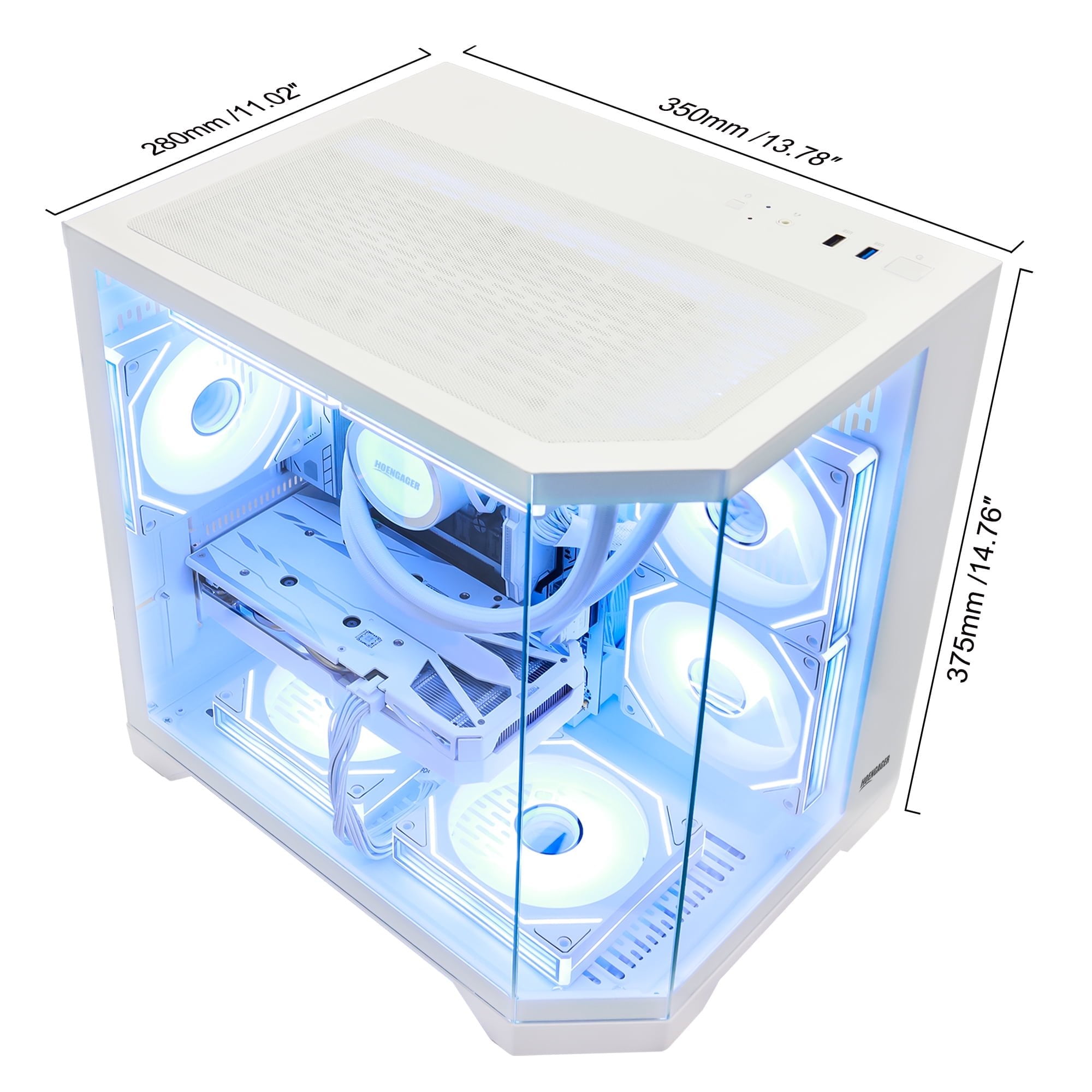 Hoengager Ocean Of Star RTX 5070 12GB Gaming PC - AMD Ryzen 7 7800X3D 8-Core 4.2GHz, 32GB DDR5 RAM, 1TB PCIe SSD, Windows 11 RGB Prebuilt Tower-White