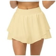 thumbnail image 1 of Falda deportiva de yoga para mujer: doble capa con volantes, pantalones cortos incorporados, falda pantalón deportiva transpirable para tenis/correr, 1 of 5