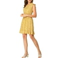 thumbnail image 5 of MODA NOVA Junior's Floral Print A Line V Neck Sleeveless Ruffle Dress Yellow XXL, 5 of 5