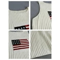 thumbnail image 4 of Women'S American Flag Sleeveless Sweater Vest Knit Crew Neck Tank Top Cream White S, 4 of 7