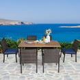 thumbnail image 4 of Gymax 7PCS Patio Dining Furniture Set Yard w/ Wooden Tabletop Navy Cushions, 4 of 10