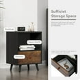 thumbnail image 5 of Jaxpety Set of 2 Modern Wood Nightstand, Adult Bedside Table End Table with 1 Drawer  Open Shelf and Solid Wood Legs for Home Bedroom, Black, 5 of 17