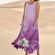 thumbnail image 3 of Vestido de Verano para las Mujeres sin Mangas Lino-Look Impreso Maxi, Suelto Fluido Y Vestido Sexy de Moda para las Mujeres, 3 of 4