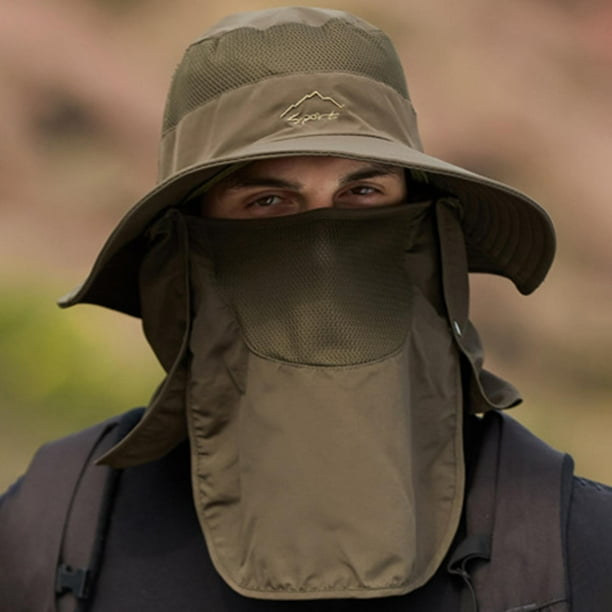 Sombreros de pesca Hombres perfecl Protección solar Cuello Solapa facial Protector solar Cómodo Verde oscuro