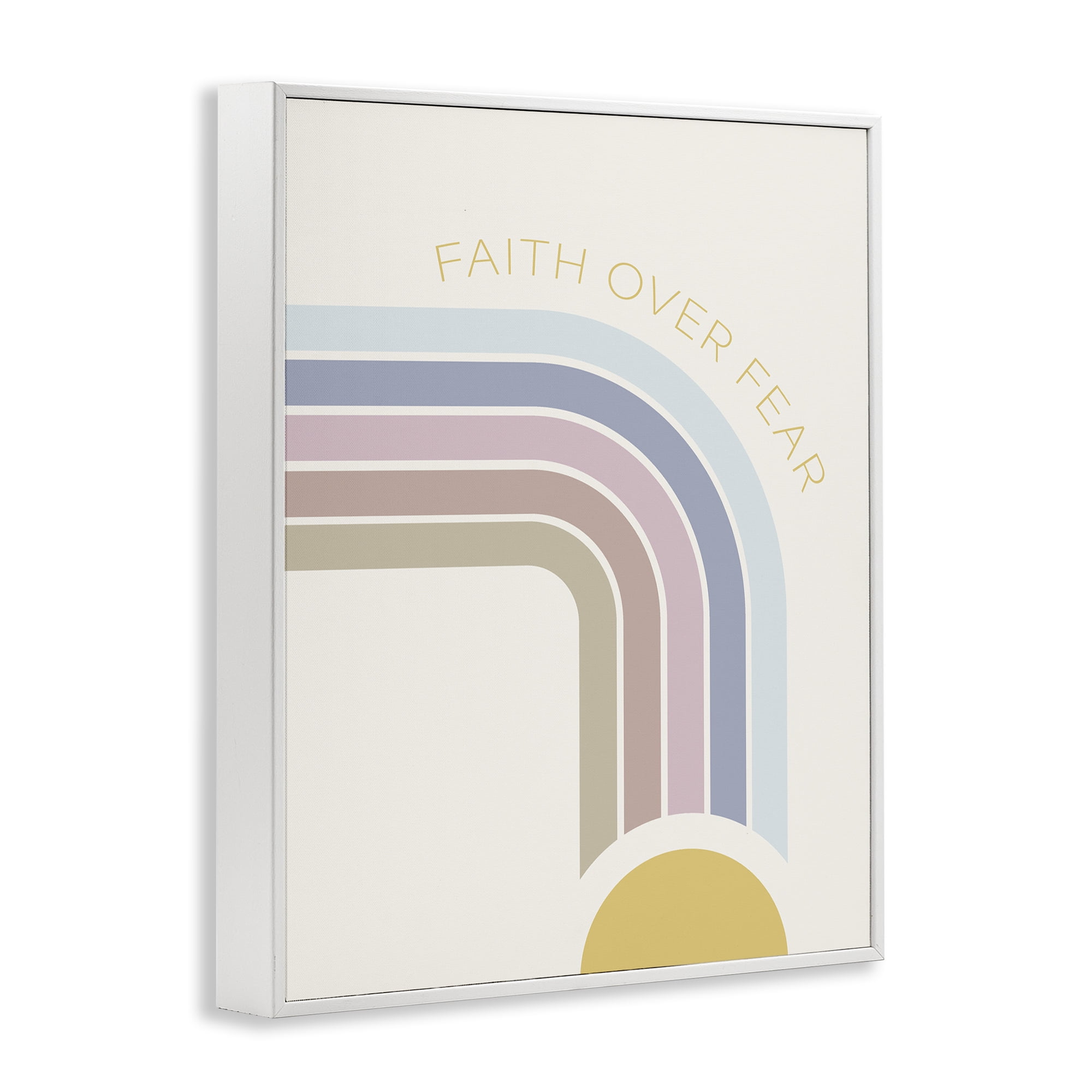 Stupell Industries Faith Over Fear Rainbow White Framed Giclee Art, design by SD Graphics Studio