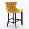thumbnail image 5 of Smilegend Set of 2 Velvet Upholstered Barstools, Wingback Counter Height Chairs with Button Tufted Backrest, Wooden Legs and Chrome Nailhead Trim, Modern Leisure Bar Chairs (Gold), 5 of 8