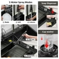 thumbnail image 3 of Waterfall Kitchen Sink, 31.5" Single Bowl Drop In Kitchen Sink with Pull-Out Faucet, Thickened Stainless Steel Digital Display Kitchen Sink, Black, 3 of 8