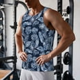 thumbnail image 5 of Gukieu Tropical Leaves Print Men's Quick Dry Fitness Vest, Round Neck Sleeveless Fitness Bodybuilding Top-4X-Large, 5 of 7