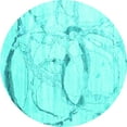 thumbnail image 1 of Ahgly Company Machine Washable Indoor Round Abstract Turquoise Blue Contemporary Area Rugs, 5' Round, 1 of 4