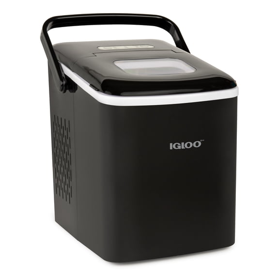 Igloo Handled Ice Machine, Self-Cleaning Countertop Ice Maker with Ice Scoop and Basket, Black