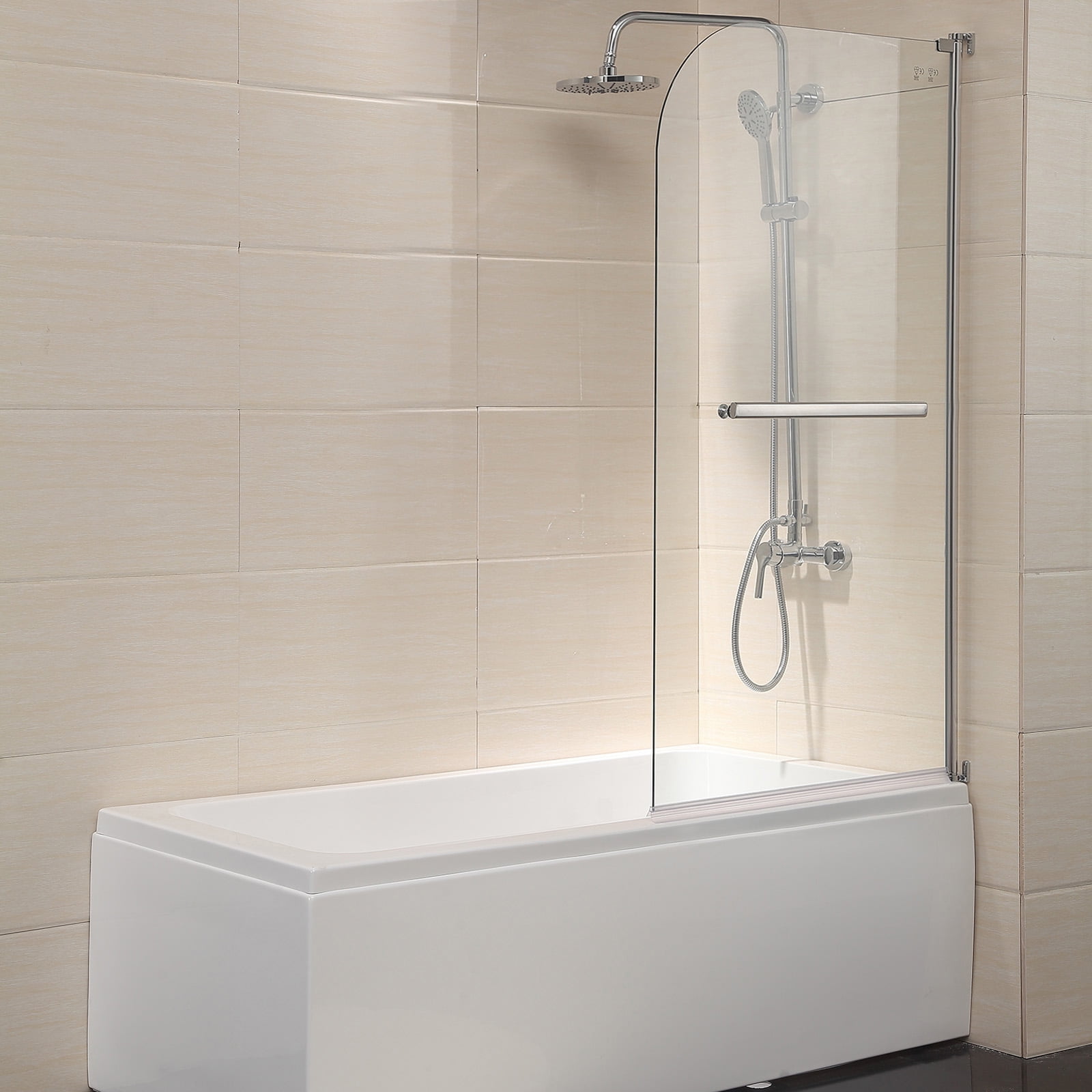 180° Pivot 1000x1400mm Shower Bath Screen Over 5mm Glass Door Panel Towel Rail 