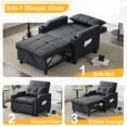 thumbnail image 6 of Ktaxon Sleeper Sofa Bed Convertible Chair Tech Fabric 3-in-1 Futon Sofa with Lumbar Pillow for Living Room Bedroom Office Apartment Furniture Black, 6 of 9
