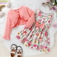 thumbnail image 4 of Younger Tree Baby Girl Dress Set 2PCS Fall Winter Long Sleeve Cardigan Floral Sleeveless Sundress Clothes Outfits for 3-4T, 4 of 7