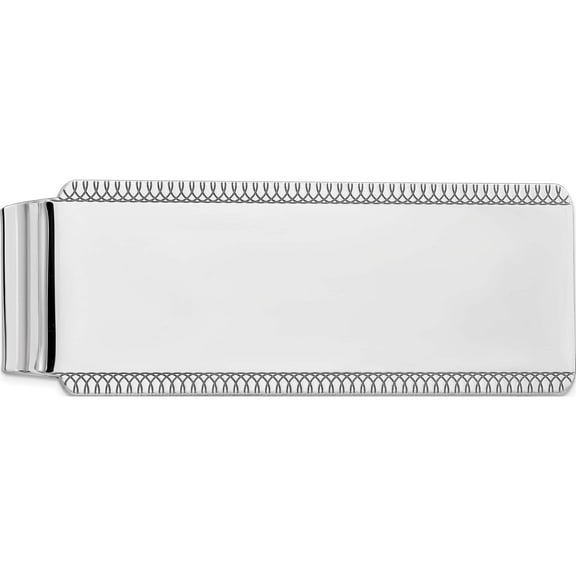 Sterling Silver Rhodium-Plated Satin Front Back Money Clip (51 X 20) Made In United States qq44