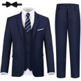 thumbnail image 1 of JPF - Conjunto de traje formal para niño, ajuste delgado, traje de esmoquin para boda, adolescente y niño pequeño, 6pc Navy, 8, 1 of 7