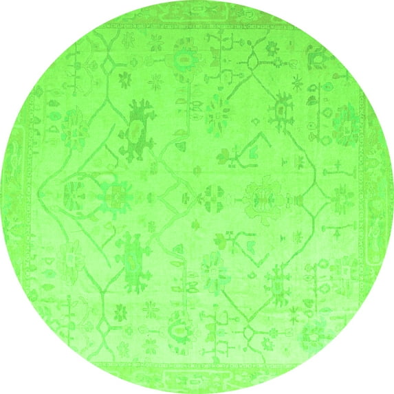 Ahgly Company Indoor Round Oriental Green Traditional Area Rugs, 8' Round