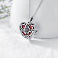 thumbnail image 2 of Collar SOULMEET con medallón en forma de corazón de girasol con ópalo rojo plateado, 2 of 6