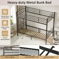 thumbnail image 4 of Twin over Twin Bunk Bed Frame, Convertible to 2 Separate Twin Beds, Metal Bed Frame with Removable Ladder & Guardrails, Space Saving Design (Black), 4 of 8