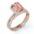 thumbnail image 4 of JeenMata 2 Carat Emerald Cut created morganite Wedding Set - Bridal Set - Infinity Ring - Cluster Ring - 18k Rose Gold Over Silver, 4 of 6