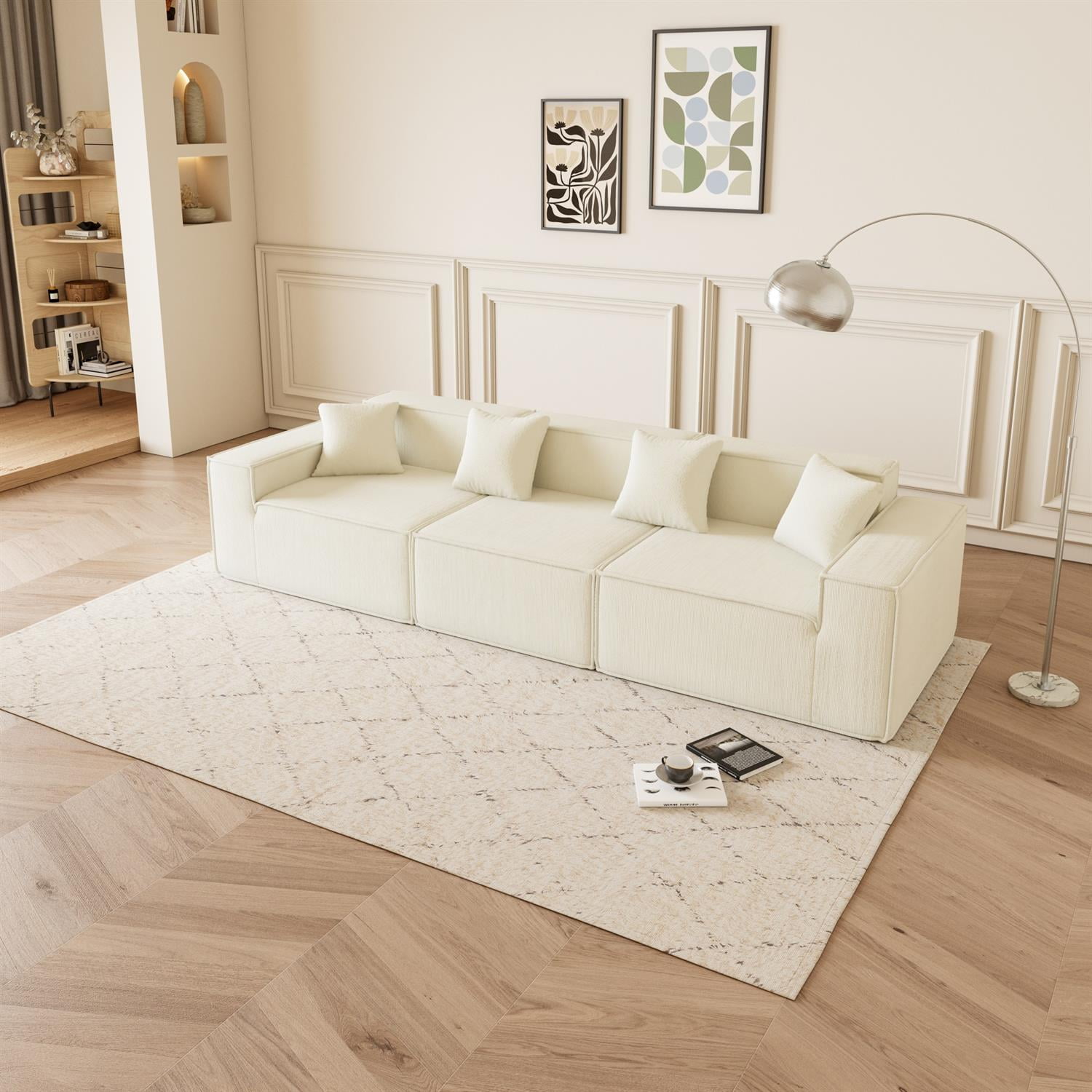 Demi Bonn 109" Modular L-Shaped Sectional Sofa with Reversible Chaise, Deep Seat Cushions & Comfortable Couch for Living Room, Beige