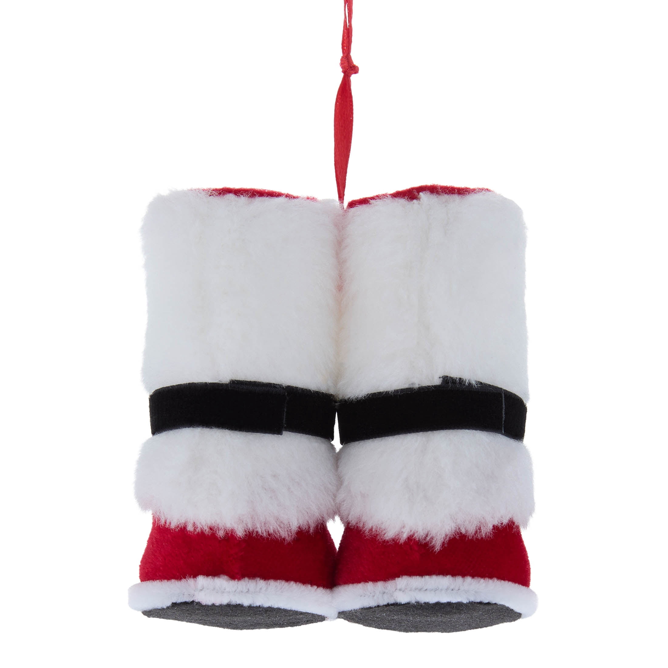 Red and White Velvet Santa Boots Christmas Ornament, 3.5", by Holiday Time