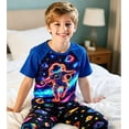 thumbnail image 4 of Aideaone Boys' Pajamas Set Short Sleeves Tops & Long Pants 2-Piece Printed Kid Sleepwear Pajamas Set for Boys 6-14Y, 4 of 5