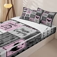 thumbnail image 3 of Erosebridal Happy Camping Zipper Full Size Comforter Sets with Fitted Sheet and 2 Pillowcases, Camper Checkered Zipper Bedding Set, Gray Pink, 3 of 7