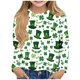 thumbnail image 1 of Blusas y camisas de manga larga con cuello redondo y estampado de San Patricio para niños, blusa informal de manga larga con cuello redondo, blusa de poliéster para niñas, 1 of 4