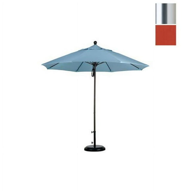 California Umbrella ALTO908002-F27 9 ft. Fiberglass Market Umbrella Pulley Open S Anodized-Olefin-Sunset