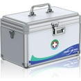 thumbnail image 1 of Medicine Lock Box First Aid Box with Combination Lock Handle & Shoulder Strap Portable Medication Lock Box x x .Silver Aluminum Alloy Storage Box, 1 of 8