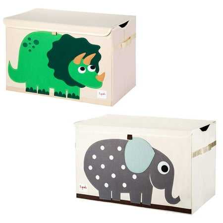 UPC: 0193802203790 | 3 Sprouts Collapsible Toy Chest Storage Bin Bundle  Dinosaur + Elephant (2 Pack)