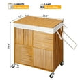 thumbnail image 3 of GUNAITO 115L Laundry Hamper with Lid and Wheels Handwoven Rattan Laundry Basket Rolling Clothes Hamper with Divided Liner Bag (Harvest Gold), 3 of 6