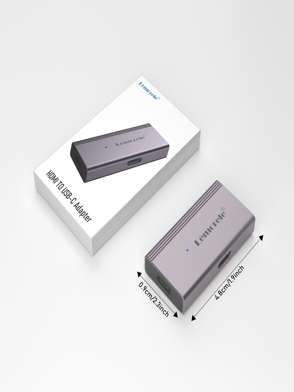 Lemorele HDMI to Type-C Adapter, HDMI 4K 60Hz to Type-C Video ,AR Glasses Adapter, Compatible with Switch/PS4/PS5/Xbox, Aluminum Alloy, Plug and Play