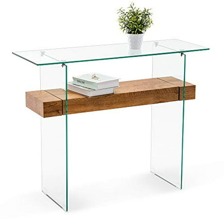 Ivinta Narrow Glass Console Table With, Long Glass Console Table