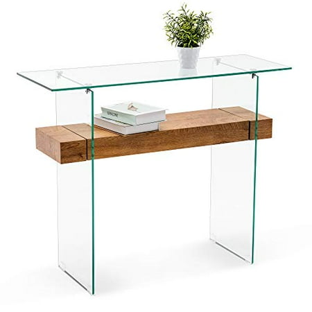 Ivinta Narrow Glass Console Table With Storage Modern Sofa Entryway Writing Desk Small Computer Tv Buffet Accent For Space Living Room Hallway Ivinta Narrow Glass Console Table With, Long Glass Console Table