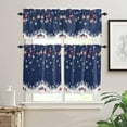 thumbnail image 3 of Blue Christmas Kitchen Curtains and Valances Set, Rod Pocket Curtains Tier Farmhouse Window Curtains 24 Inch Length, Winter Snowflake Xmas Ball Stripes 3 Piece Kitchen Curtains Set, 3 of 6