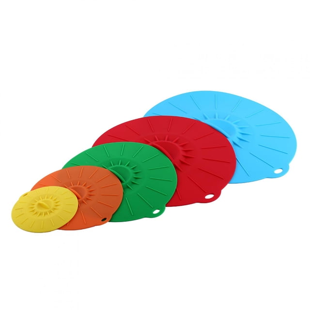 Couvercle de joint en silicone, lot de 5 réutilisables résistant à la chaleur en silicone couvercle d'aspiration bol couvercle de tasse micro-ondes joint de stockage des aliments tout neuf