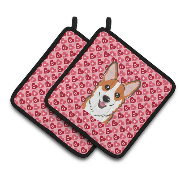 Caroline's Treasures Red Corgi Hearts Pair of Pot Holders