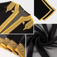 thumbnail image 4 of Open Front Thobe for Men Embroidery Bisht Sleeveless Arabic Dishdasha Mesh Stand Collar Arab Thobe for Wedding & Celebration Black XXL, 4 of 8