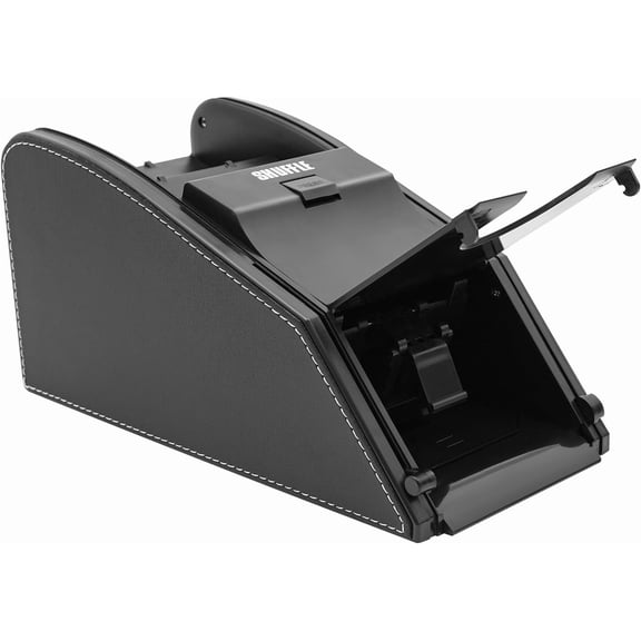 2 in 1 Automatic Electronic Card Casino Shuffler Dealing Dispenser Shuffle Machine Luxury Leather and Plastic Grain Professional Casino Poker Cards Shuffle Machine Electric Shuffle Tool