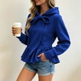 thumbnail image 6 of TEAJOPSUU Women's Ruffle Hem Hoodies Long Sleeve Bow Drawstring Hooded Sweatshirts Casual Pullover Fall Sweatshirts Blue, 6 of 6