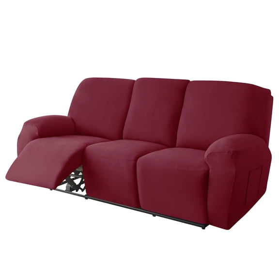 ENIYUU 8-Piece Velvet Sofa Slipcover Set - Luxurious Machine Washable Stretchy Recliner Chair Covers with Side Pocket for 3-Cushion Reclining Couch - Ultimate Furniture Protection and C